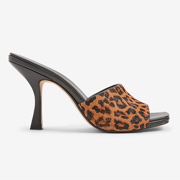 Express Square Toe Haircalf Heeled Sandals - Picture 1 of 9